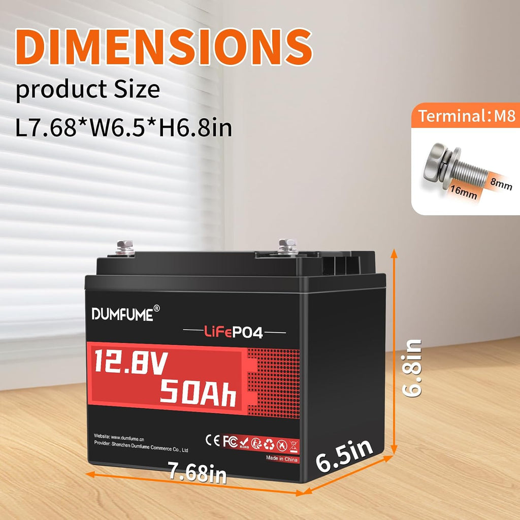 12V 50Ah LiFePO4 Battery, 50A BMS 640W Rechargeable Lithium Iron Phosphate Battery, 4000+ Cycles, Low-Temp Protection,Perfect for RV, Camping and Home Energy Storage