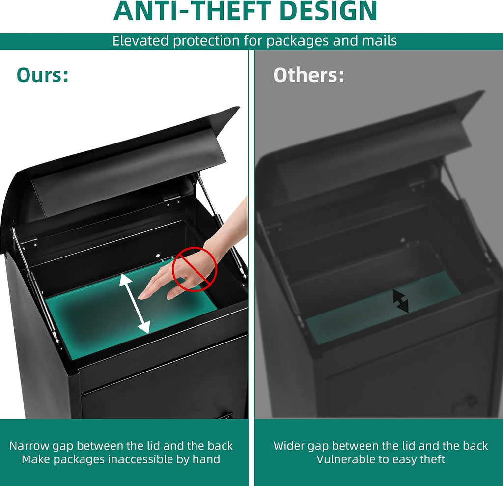 YITAHOME Outside Package Delivery Box with Coded Lock, 16.5x13.8x25.4 inch Lockable Anti-Theft Parcel Drop Box, Locking Mailbox for Outside Home Garden, Office, School