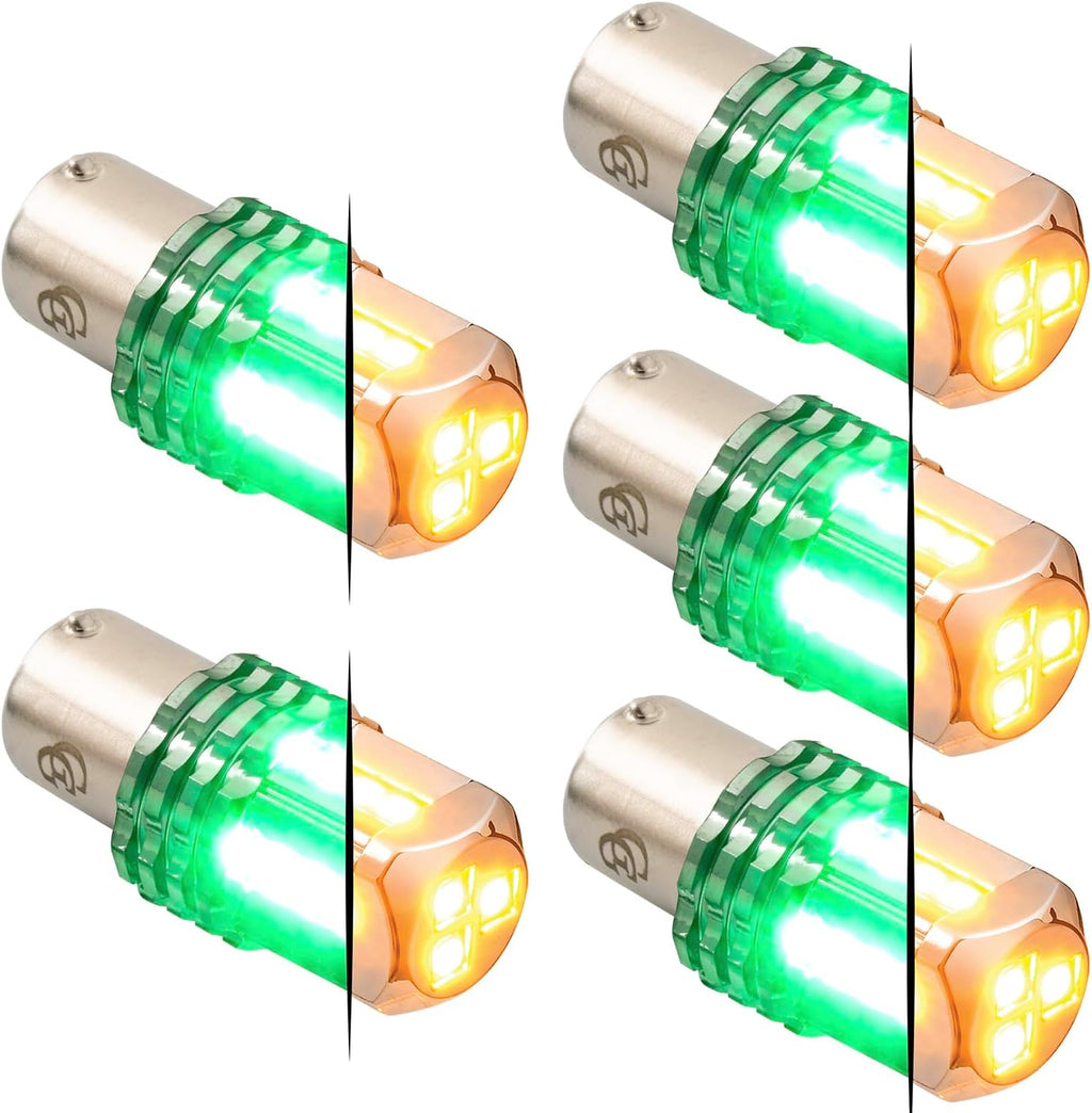 GG Grand General 70823 1157 Dual Color Amber/Green 15 LED Tower Bulb, 12V, 5 Pack