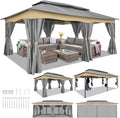COBIZI 12x20 Gazebo Outdoor Gazebo, Patio Gazebo Canopy Shelter with Curtains and Nettings, Outdoor Canopy with Metal Steel Frame Suitable for Lawn, Garden, Backyard & Deck,Gray