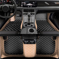 Car Floor Mats for BMW X4 F26 2014-2017, Custom PU Leather Full Coverage Floor Mats All Weather Protection Waterproof Anti-Slip Carpet Pads Interior Accessories,A/Beige