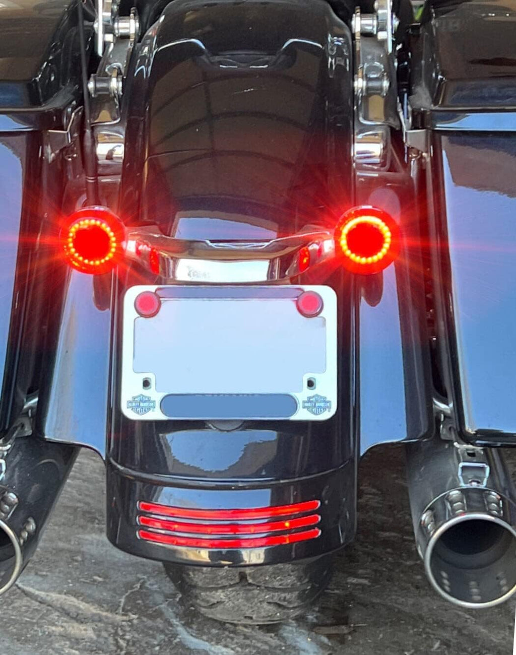 Eagle Lights 8748RTS-EE 2 Inch Rear LED Turn Signals with Halo Running Lights and Brake Lights Compatible With Harley Davidson® Motorcycles - Generation I / 1157 Base/Red/Add Load Equalizer