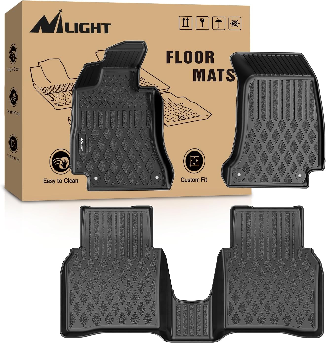 Nilight TPE Floor Mats for Mercedes Benz E-Class E300 E320 E350 E400 E550 E63 2017 2018 2019 2020 2021 2022 2023 All Weather Custom Fit Heavy Duty Floor Liners