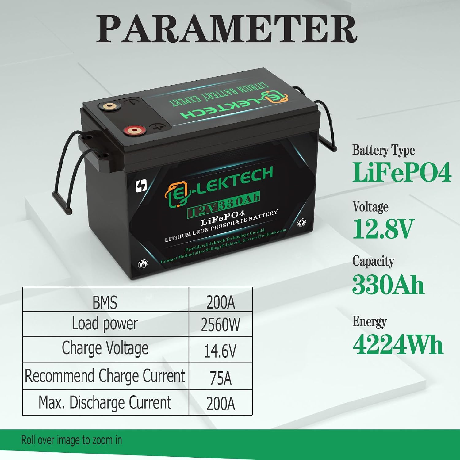 12V 330Ah LiFePO4 Lithium Battery Built-in 200A BMS Rechargeable Mini LiFePO4 Battery Up to 10000 Cycle Lithium Battery, 10-Year Lifespan, Perfect for RV, Solar, Marine, Home Energy Storage