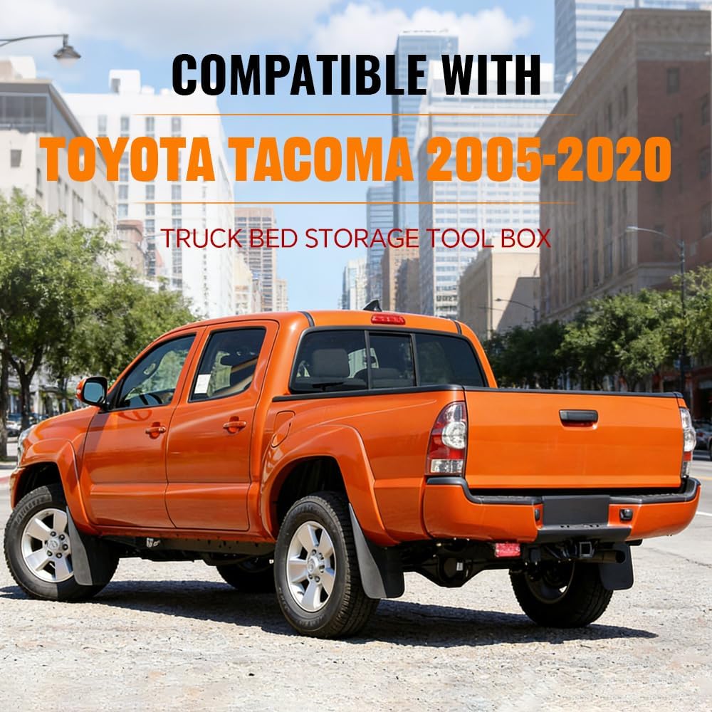 G-PLUS Truck Bed Storage Box Left Driver and Right Passenger Side Compatible with Compatible with Toyota Tacoma 2005-2020 All Engine Rear Tool Box Black 2PCS