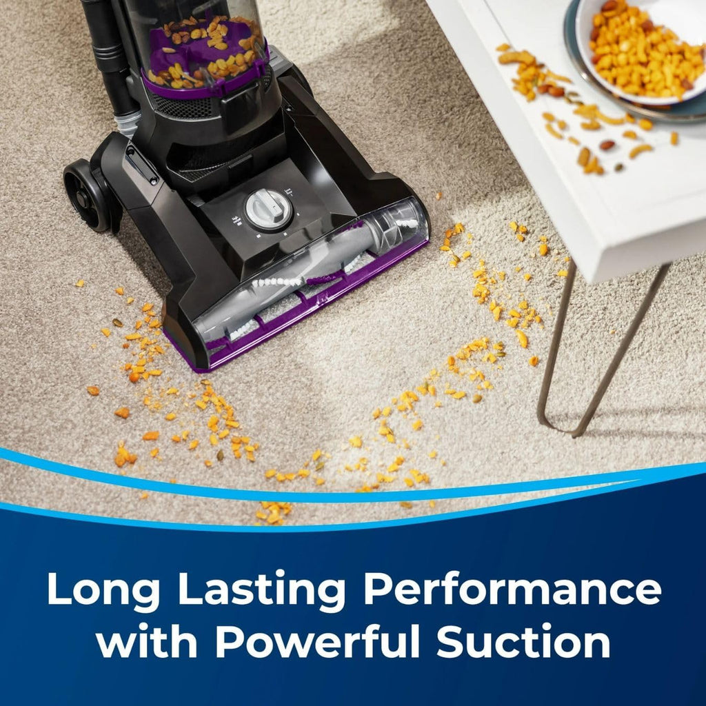BIISSELLL Power Force Helix Bagless Upright Vacuum, Powerful Suction for Pet Hair,Carpet, Tile & Hardwood,Cleaning, Scatter-Free Technology, Large Dirt Tank, 23ft Cord, 5 Height Settings (Purple)
