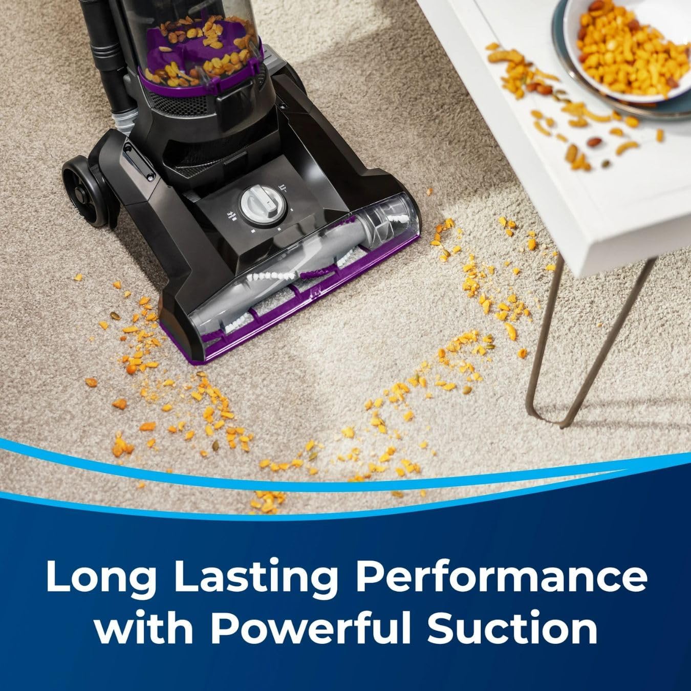 BIISSELLL Power Force Helix Bagless Upright Vacuum, Powerful Suction for Pet Hair,Carpet, Tile & Hardwood,Cleaning, Scatter-Free Technology, Large Dirt Tank, 23ft Cord, 5 Height Settings (Purple)