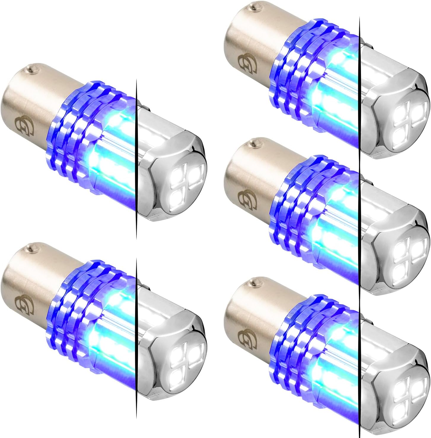 GG Grand General 70831 1157 Dual Color White/Blue 15 LED Tower Bulb, 12V, 5 Pack