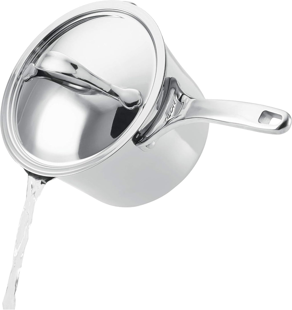 Anolon 77448 Nouvelle Stainless Steel Sauce Pan/Saucepan with Straining and Lid, 3.5 Quart, Silver