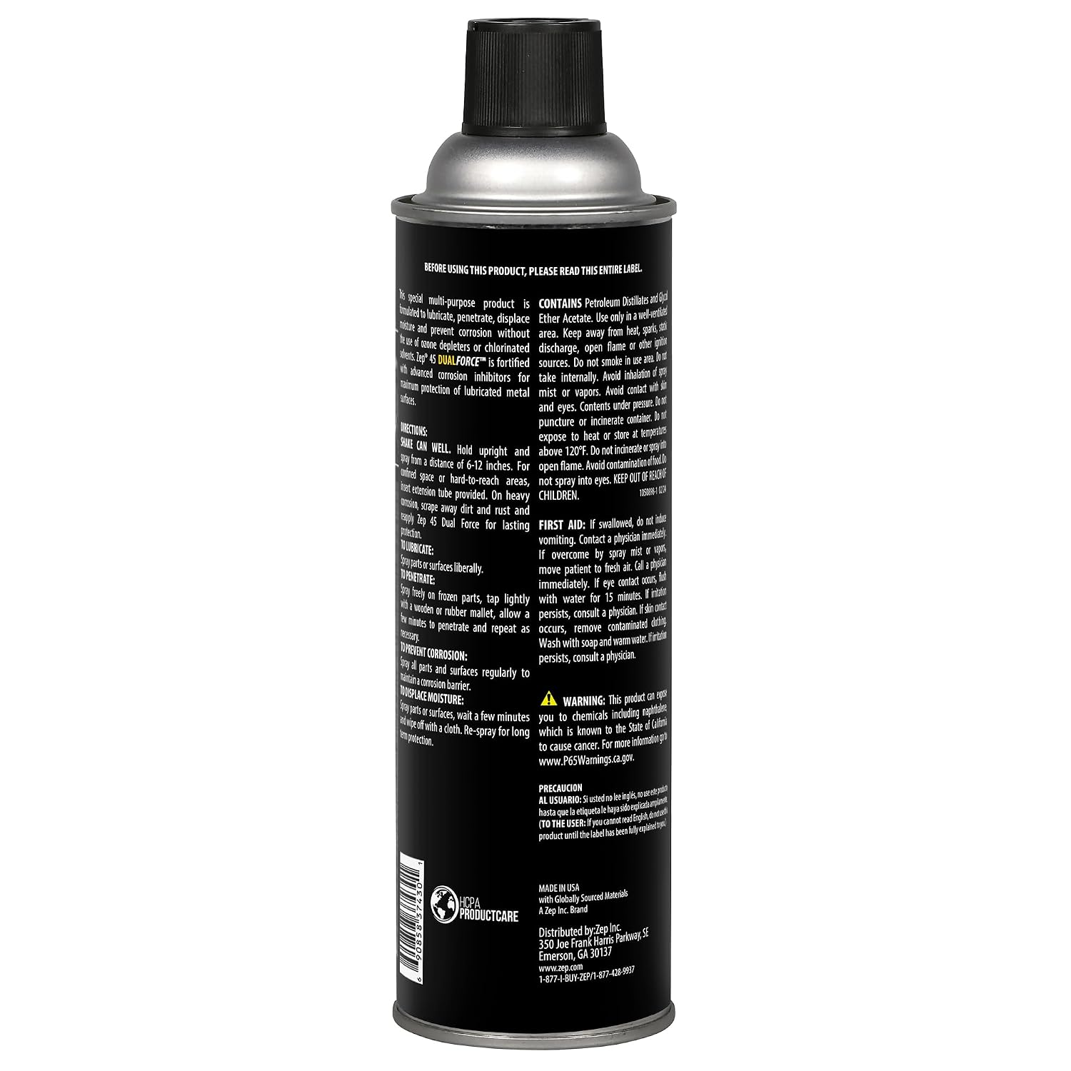 Zep 45 Dual Force Multi-Purpose Lubricant and Penetrant Aerosol - 14 oz (Case of 12) - 374301 - Professional Formula Dual Purpose, Low Odor, Optimal Lubrication, Reduces Friction and Wear