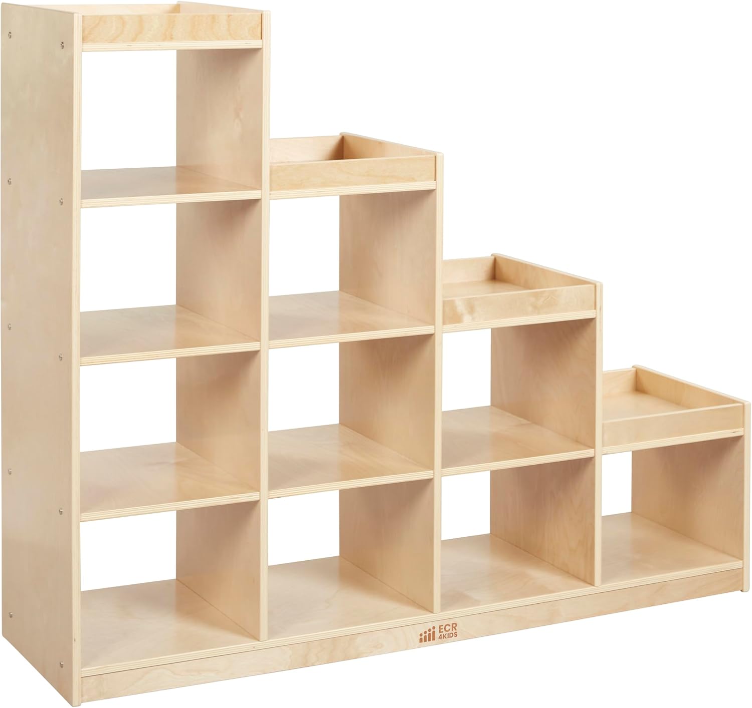 ECR4Kids 4-3-2-1 Double-Sided Cube Storage Organizer, Classroom Furniture, Natural