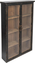 Creative Co-Op Wood and Glass Display Cabinet with 3 Shelves and 2 Doors, Natural and Black