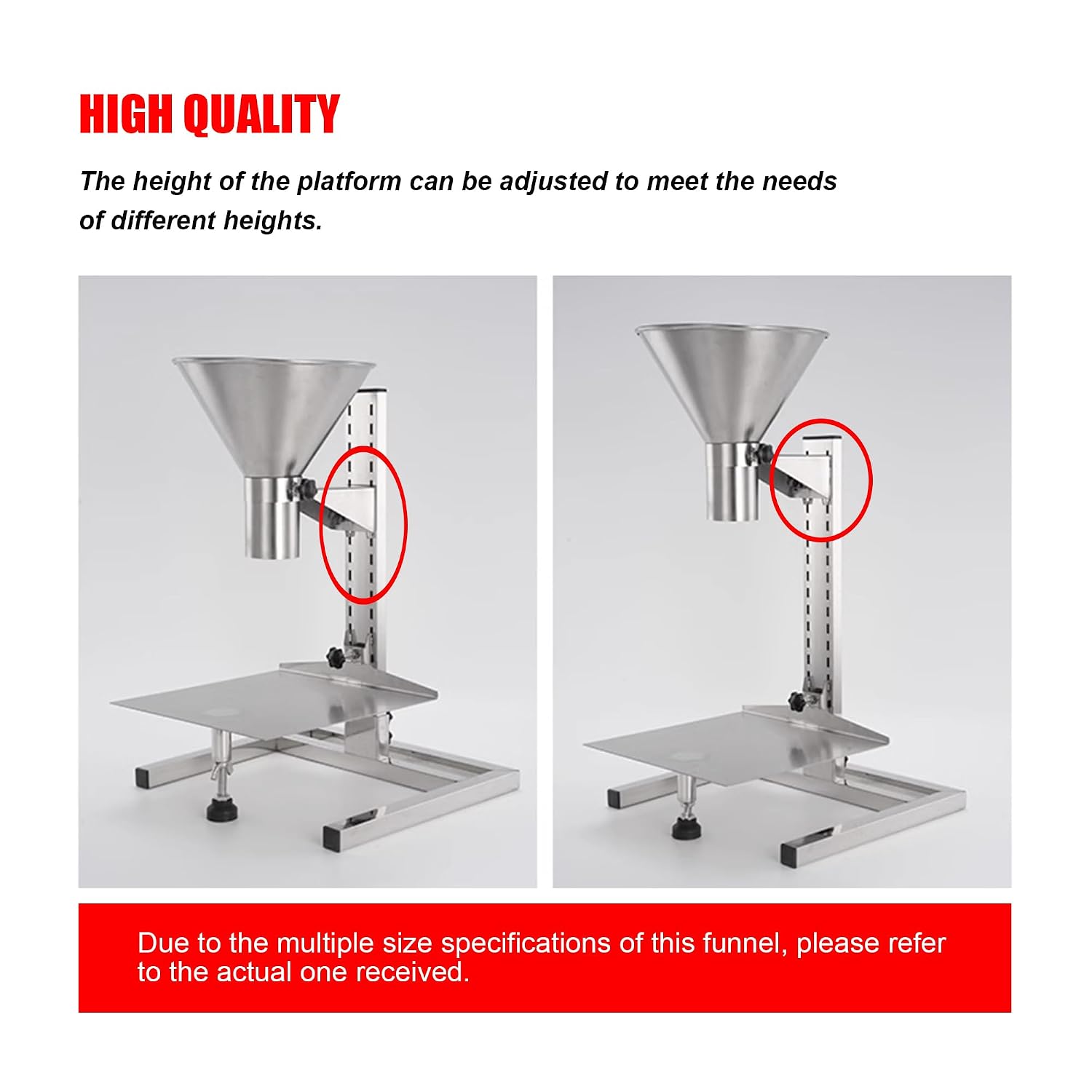 3.1inch Stainless Steel Feeding Hopper with Support Stand Manual Filling Package Funnel for Filling Powder Paste Liquid Granule