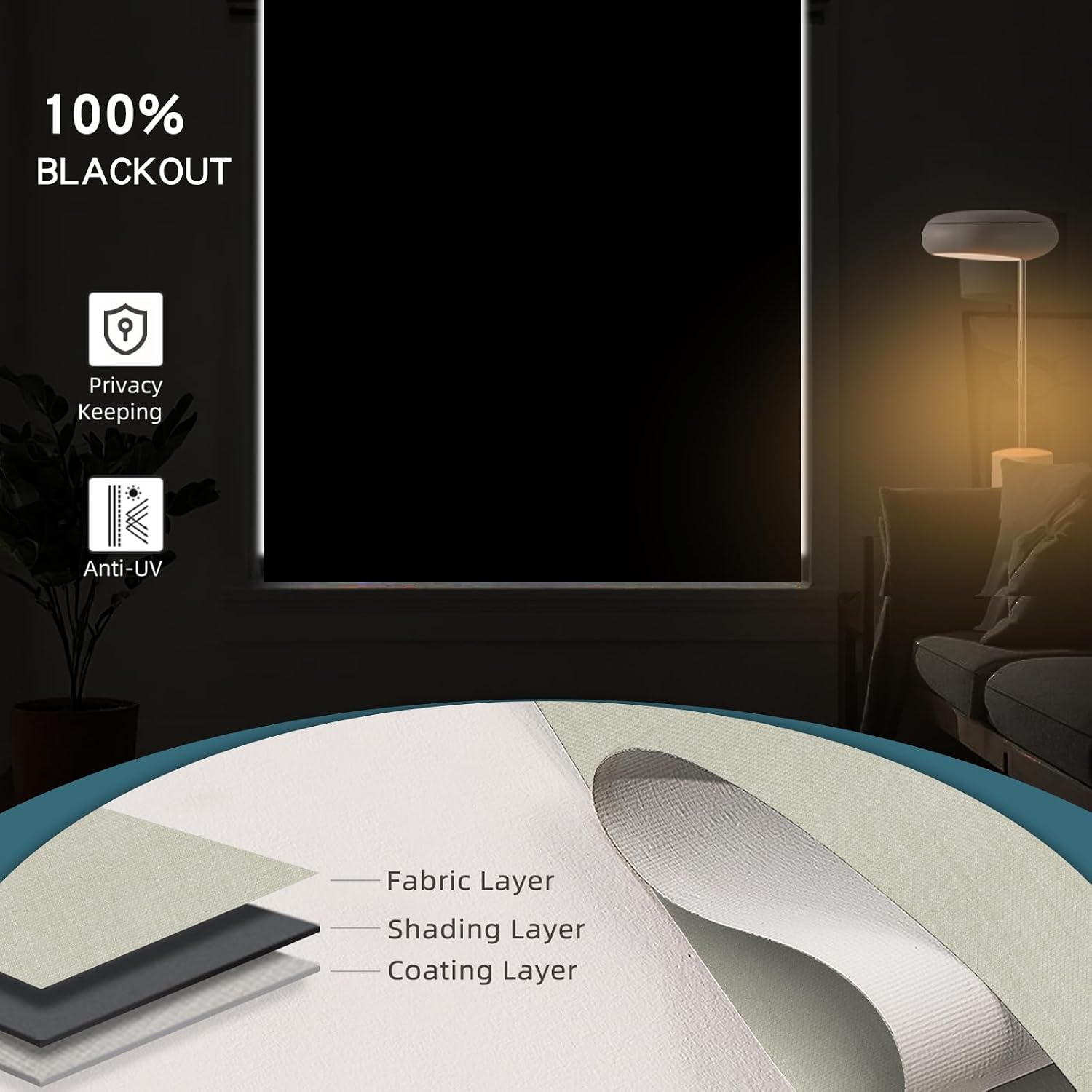 Motorized Roller Shade, 100% Blackout Smart Window Blinds Work with Homekit, Alexa, Google Home, Remote Control, Electric Blinds with USB/Solar Pannel Charging, Gentle Cream