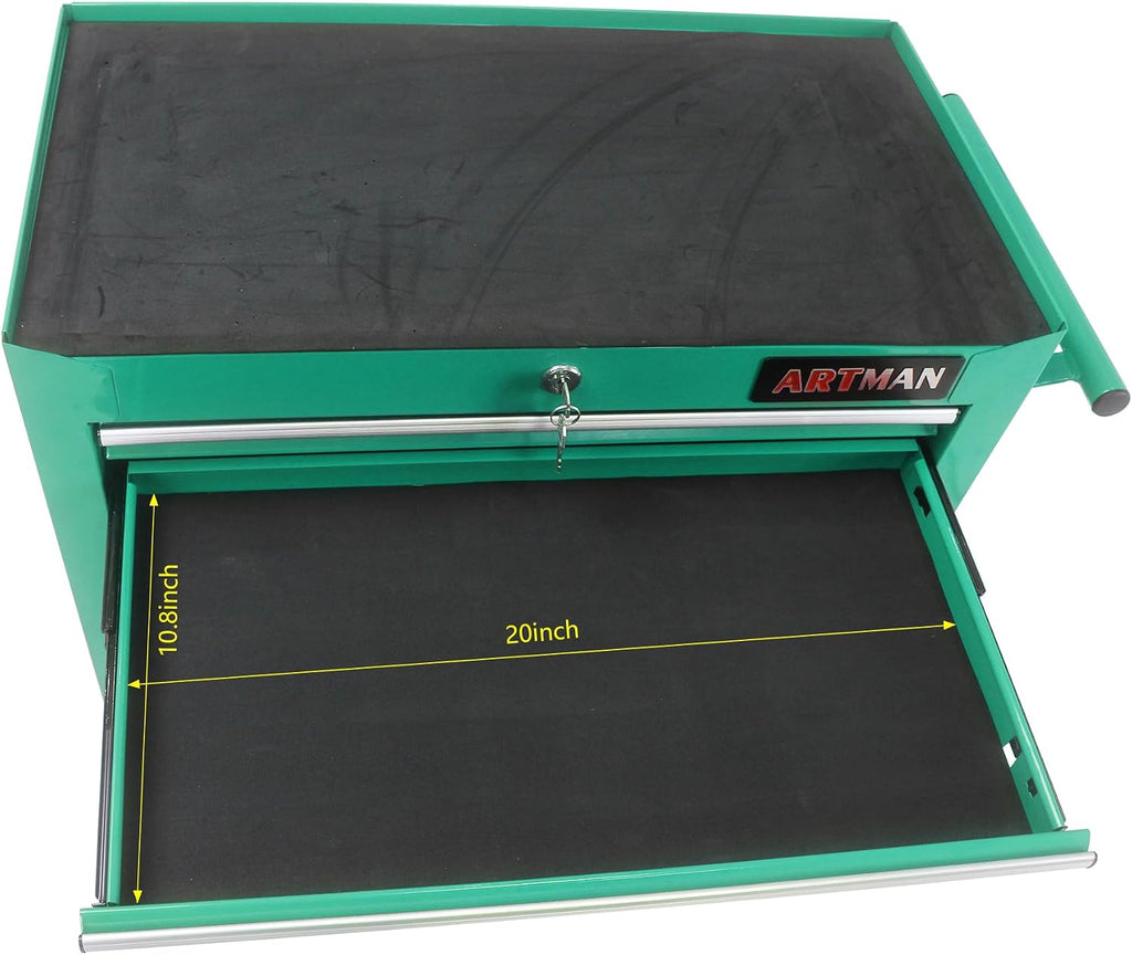 Rolling Tool Cart with 7 Drawers, Lockable Heavy-Duty Steel Tool Cabinet on Wheels, 1000 lb Capacity, Ball-Bearing Slides, Powder-Coated Finish, Garage Workshop Tool Storage Green