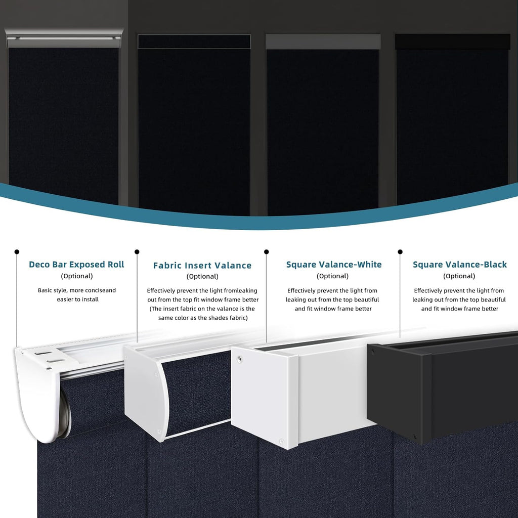 Motorized Roller Shade, 100% Blackout Smart Window Blinds Work with Homekit, Alexa, Google Home, Remote Control, Electric Blinds with USB/Solar Pannel,Dark Onyx Black