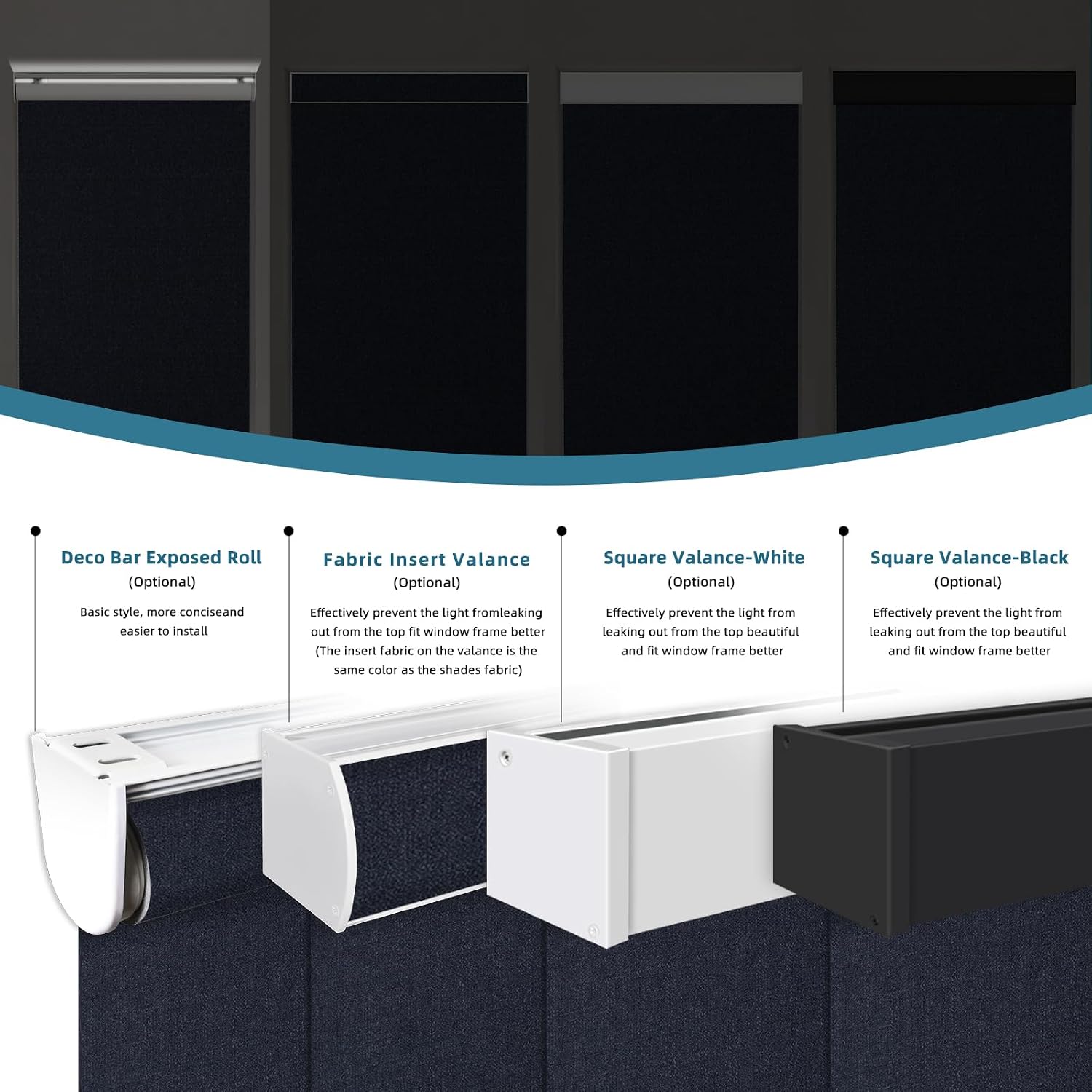 Motorized Roller Shade, 100% Blackout Smart Window Blinds Work with Homekit, Alexa, Google Home, Remote Control, Electric Blinds with USB/Solar Pannel,Dark Onyx Black