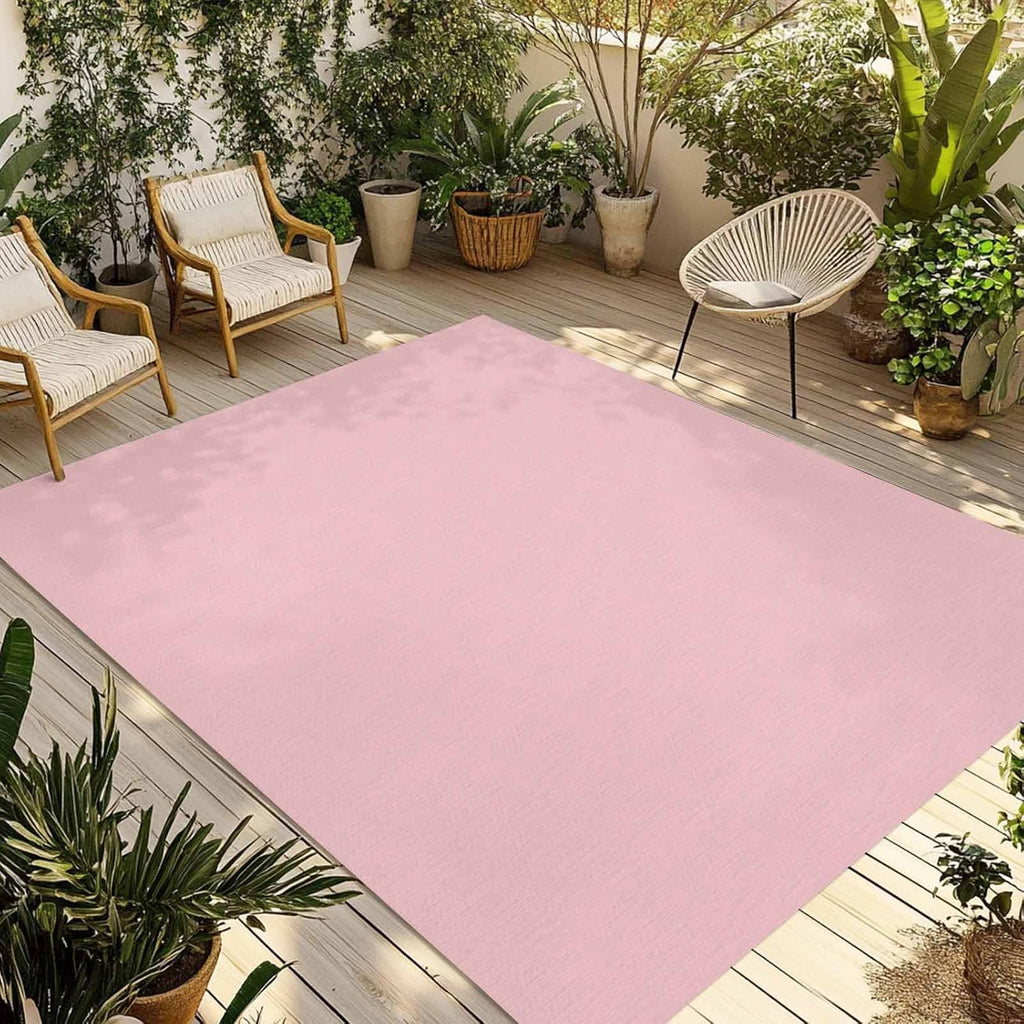 Outdoor Rug 4x6ft Pure Color Pink Patio Area Rugs Waterproof Easy Cleaning Non Shedding Thick Mats Monochrome Carpet for Indoor Outdoor Porch Deck Backyard Balcony