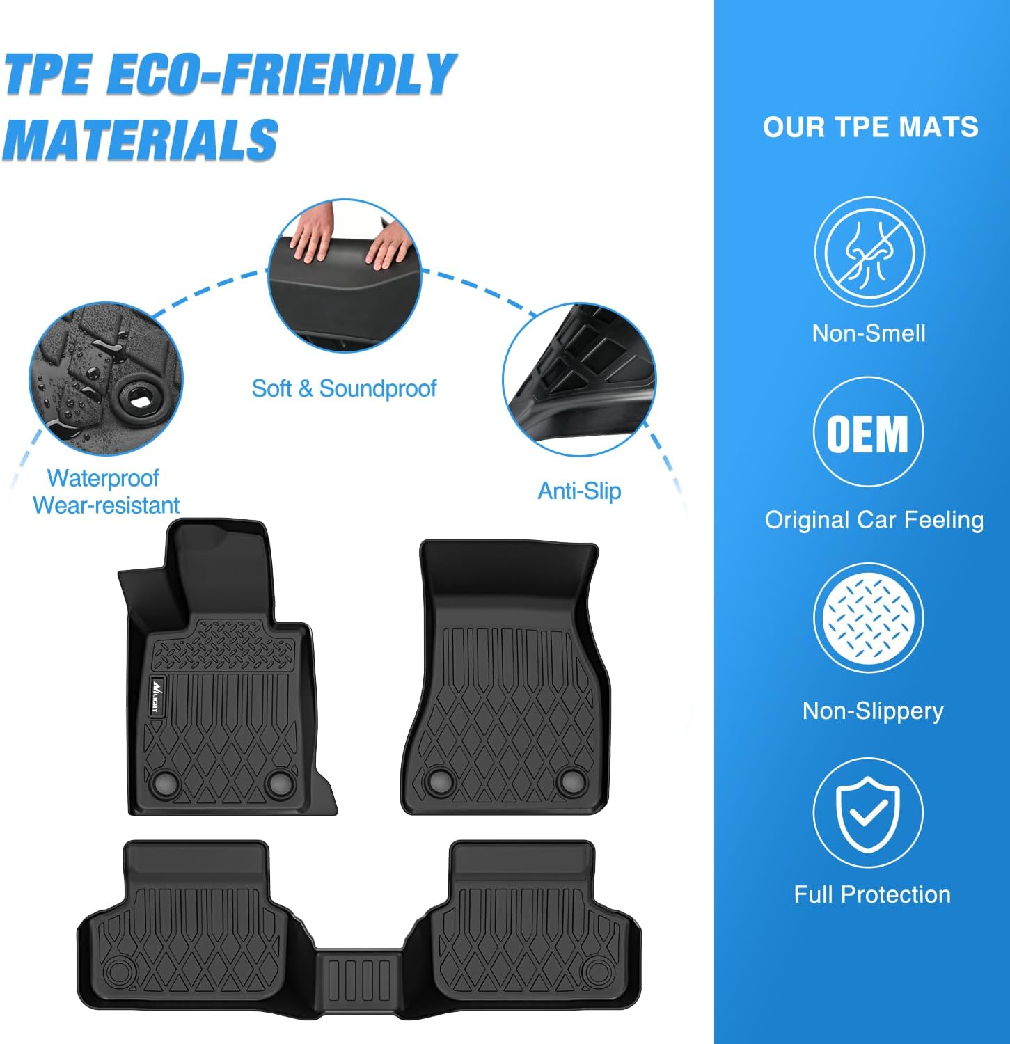 Nilight TPE Floor Mats for BMW 5 Series G30 520i 530e 530i 535i 540i 540d 550i 2017 2018 2019 2020 2021 2022 2023, All Weather Custom Fit Heavy Duty Floor Liners
