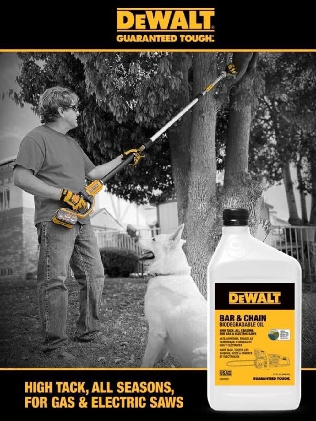 DEWALT – Biodegradable Bar & Chain Oil – Green, Eco-Friendly, Non-Toxic Professional Bar & Chainsaw Lubricant (1 Gallon (Case of 4))