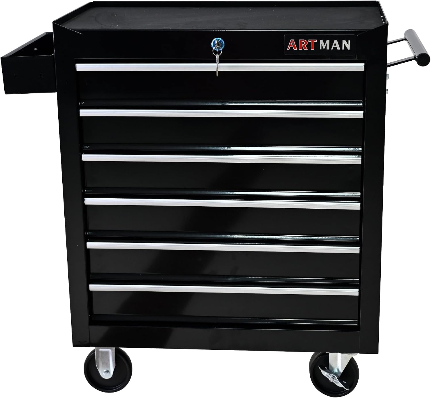 6-Drawer Tool Cart on Wheels, Drawers Rolling Tool Chest with Key Lock, Mobile Trolley Organizer Tools Box with Locking Wheels & Ball Bearing Drawers for Garage,Warehouse,Repair Shop (Black)