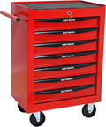 Rolling Tool Chest Cart with 7 Drawers,Storage Tool Cabinet on 4 Wheels. Lockable Tool Cart with Drawer Liners.Steel Tool Box Organizer for Garage,Repair Workshop-Red