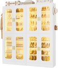 Cyclysio 67' Display Cabinet with PC Doors & LED Lighting - 8-Tier Storage Cabinet with 330lb Capacity & Adjustable Shelves for Entryway, Bedroom (White, Set of 2)