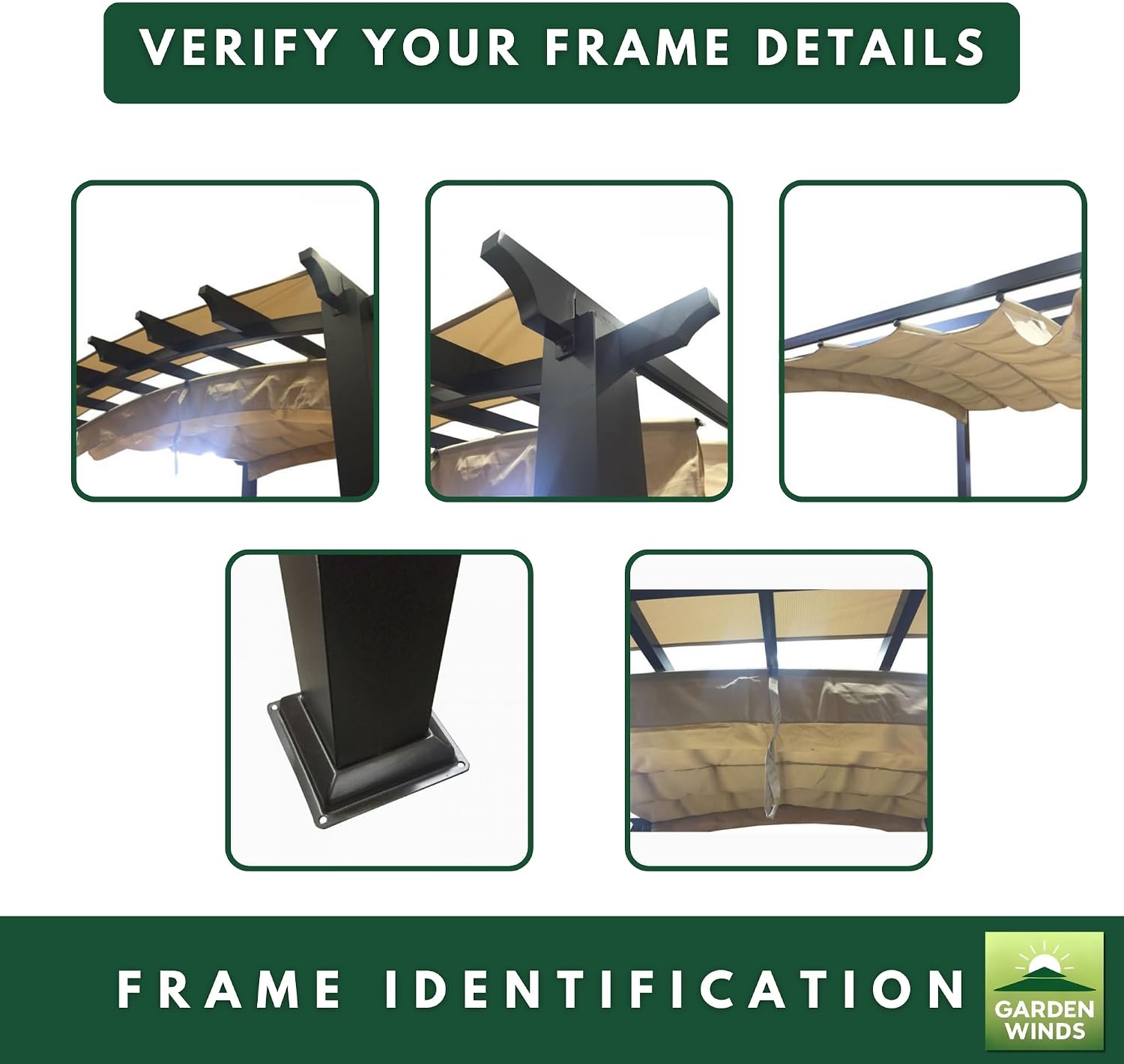 Garden Winds Durable 350 Replacement Canopy Top Compatible with Arched 9' x 9' Pergola Model GFM00469A - Stripe Canyon