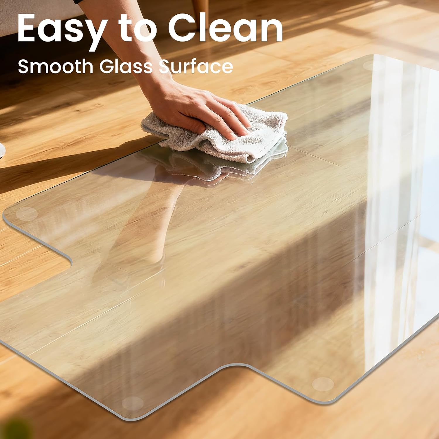 Tempered Glass Chair Mat with Lip, 36'x48' Heavy-Duty Office Floor Protector for Under-Desk Reach, for Carpet & Hardwood, 1/5' Thick