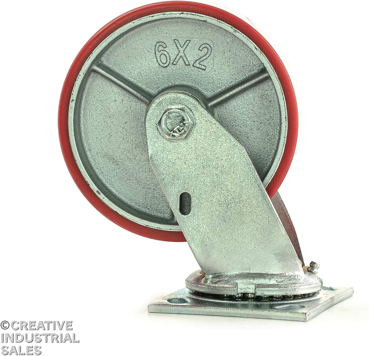 6'x2' Swivel Casters Heavy Duty Polyurethane Wheel on Steel Hub Supports 4,800 lbs, 1,200 lb Each Wheel, Set of (4), Perfect for Tool Box, Furniture, Musician Instrument Cases