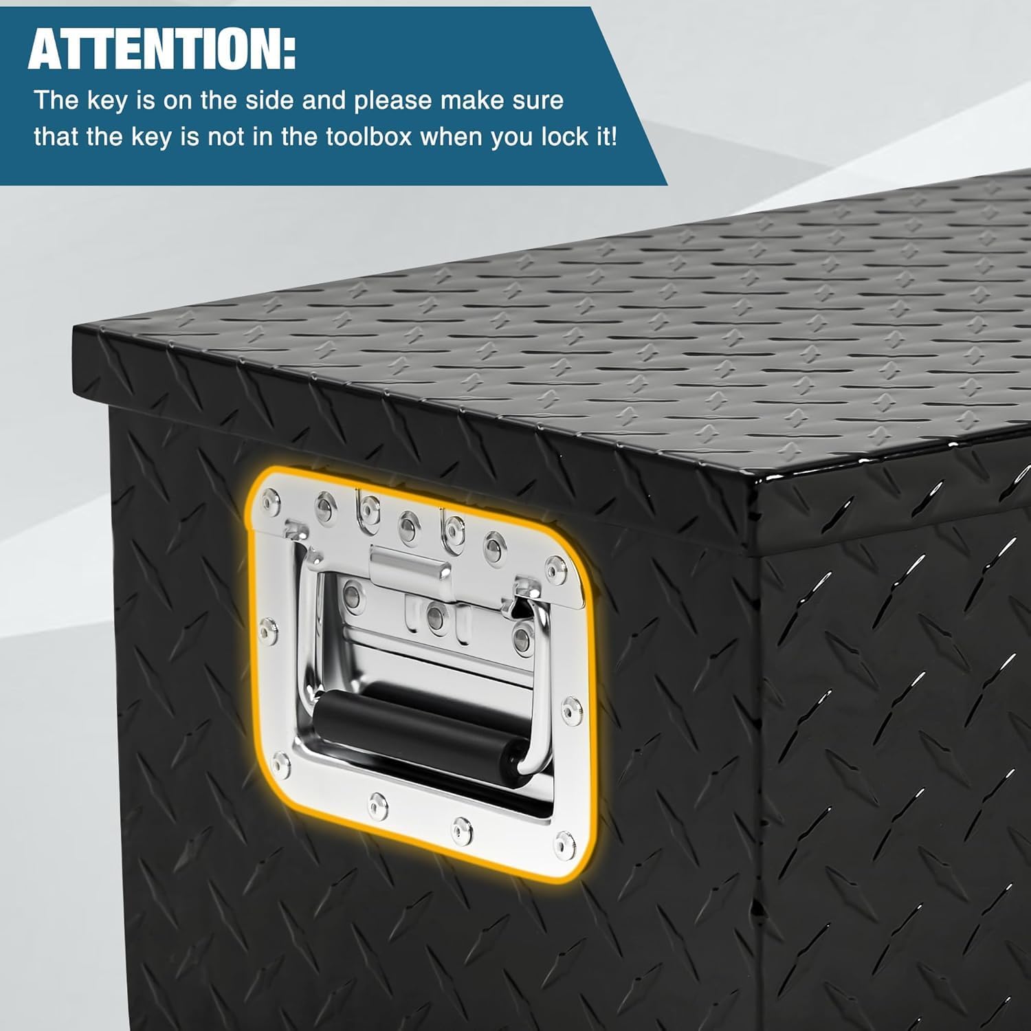 Aluminum Truck Tool Box Jobsite Storage Box Toolbox Chest Cabinet Heavy Duty Truck Bed Toolbox Gangboxes Tools Organizer Pick Up Truck Bed RV Trailer With Side Handles