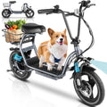 Caroma Peak 800W/1200W Electric Scooter with Seat, Max 20/30Miles&20MPH, 14' Tires Foldable Adult Electric Scooter with Basket for Pets & Cargo, Dual Shock Absorbing EScooter for Commuting
