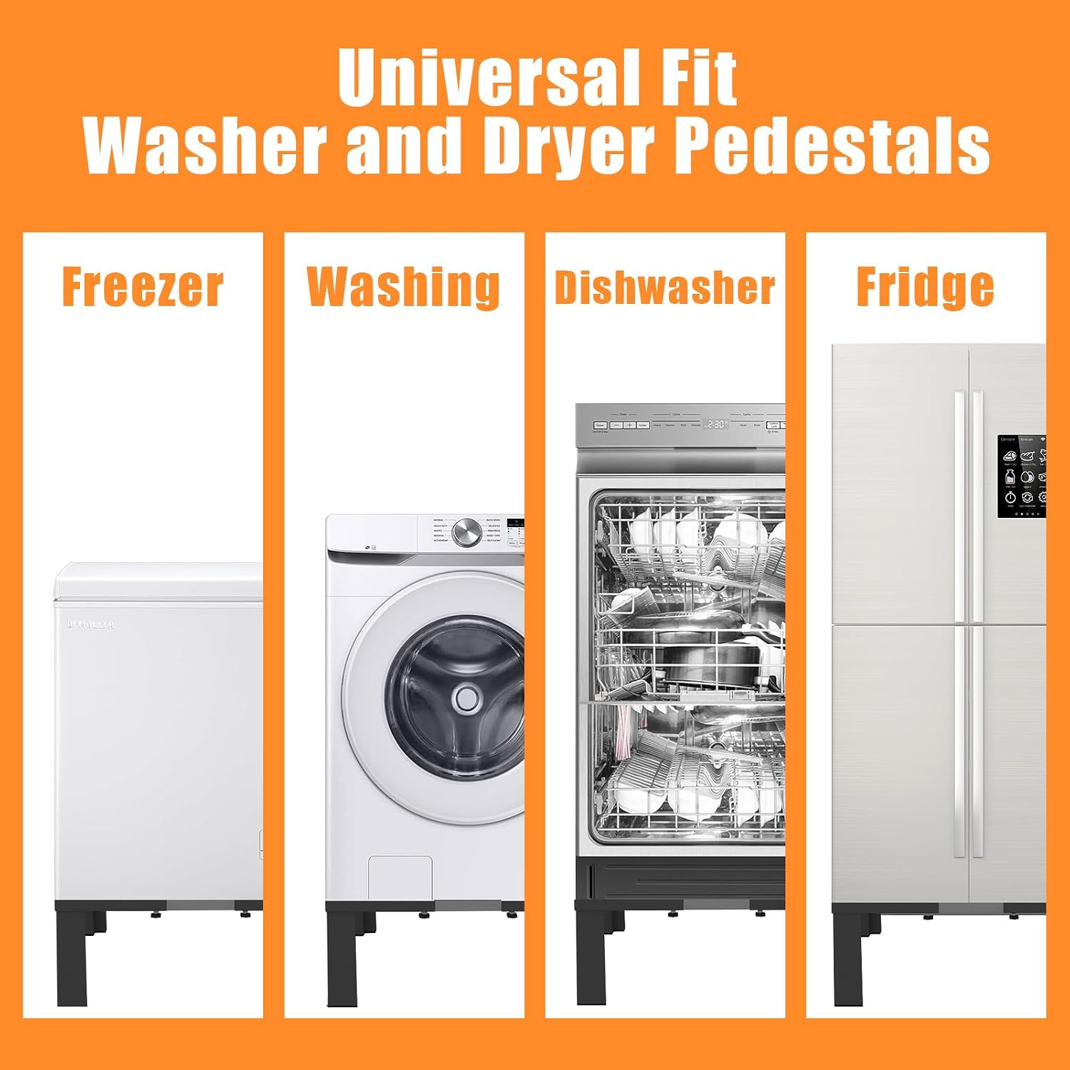 Heavy-Duty All Steel Universal Laundry Pedestal 16' Height , Full size Washing Machine Stand Adjustable Dryer Stand , Suitable for all Washer and Dryer Pedestal（Black）