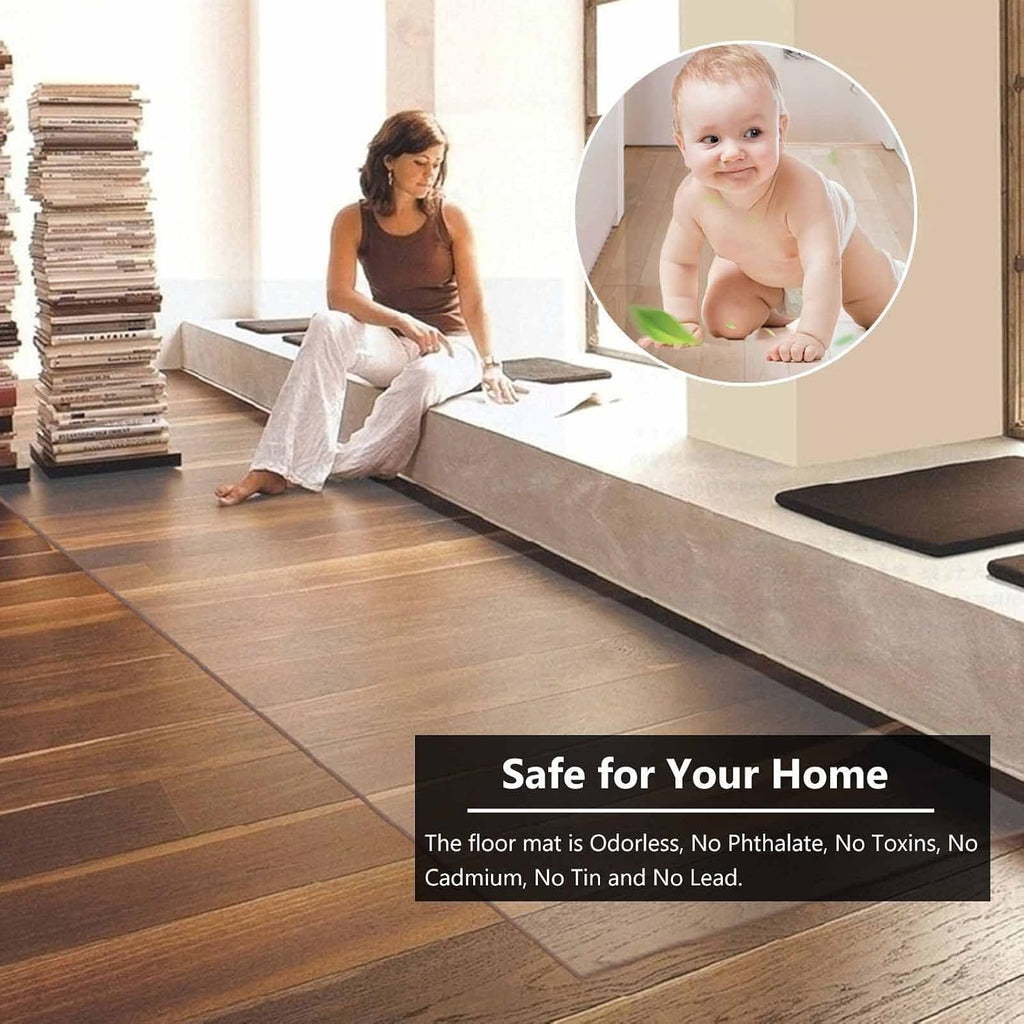 Thick and Sturdy Premium Floor Mats for Low and Medium Pile Carpets,Clear Hard Floor Chair Mat, Tile Floor Plastic Protector Pad(100x250cm(3.3x8.2ft))