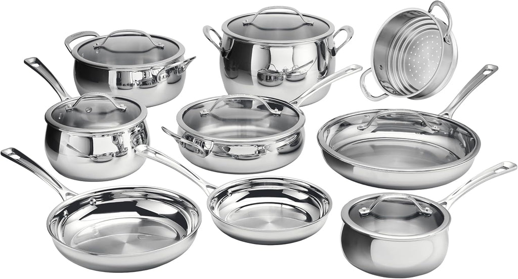 Cuisinart 15 Piece PureClad Triple-Ply, Stainless Steel, Cookware Set, PCST-15