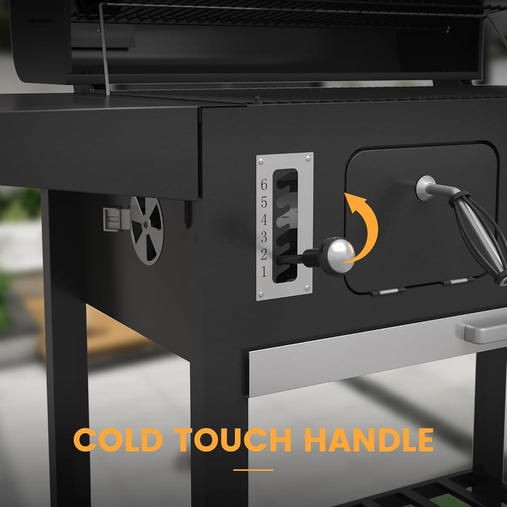 VICLLAX Extra-Large Premium Charcoal Grill - Smoker Grill with 600 sq in Cooking Space, Dual Adjustable Trays & Foldable Side Tables, Enamel-Coated Grills for Professional BBQ Experience
