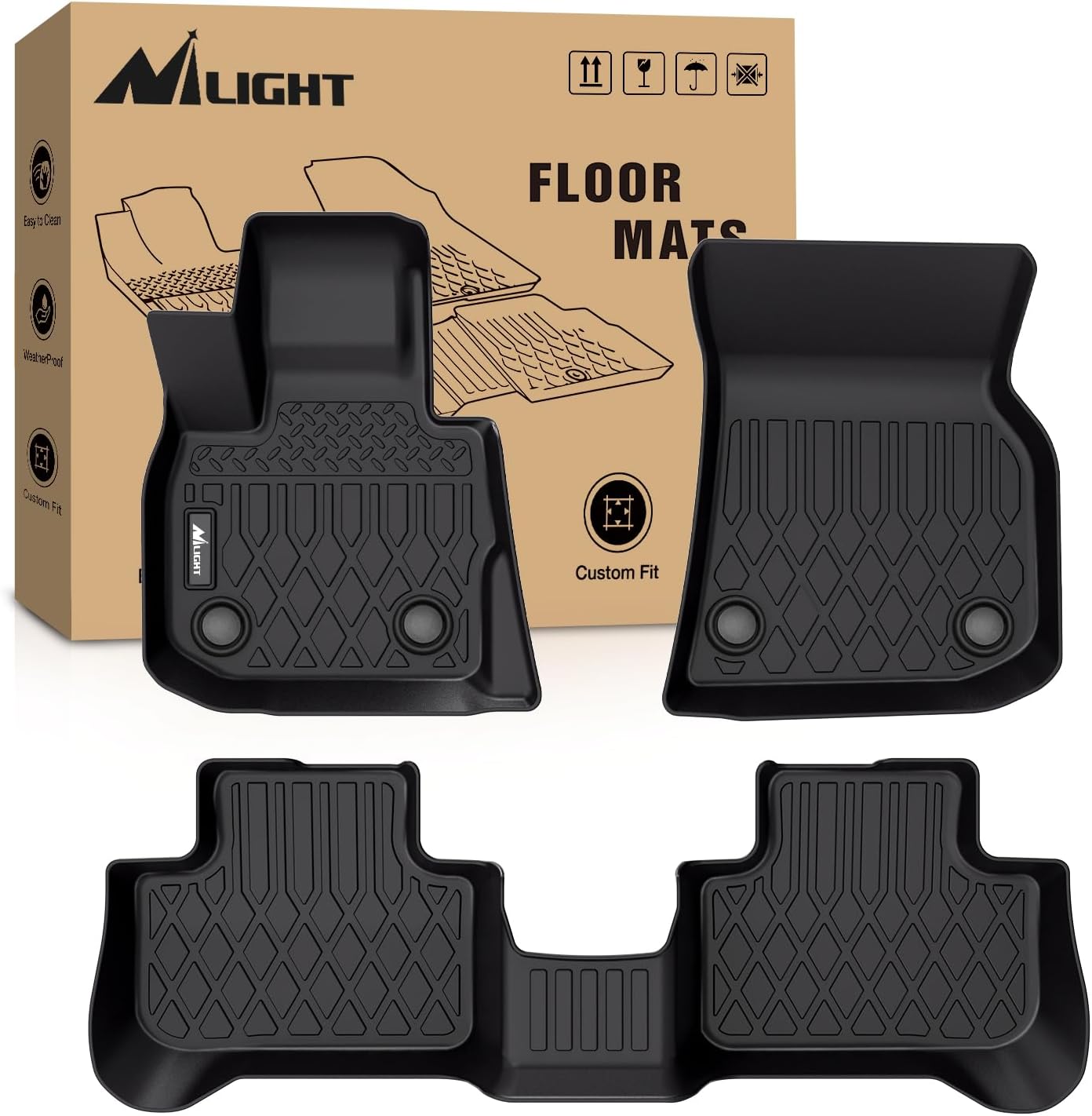 Nilight TPE Floor Mats for BMW X3 30i M40i 30e 2018 2019 2020 2021 2022 2023 2024/2019-2024 BMW X4 M M40i xDrive30i, All Weather Custom Fit Heavy Duty Floor Liners