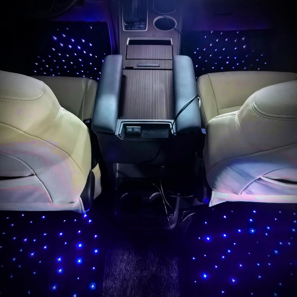 Starlight LED car Floor mat - Universal Type, Equipped with Remote Control Environment RGB Lighting kit, Waterproof and Washable, Vehicle Multi-Color Starlight Effect, Creating a Romantic Atmosphere