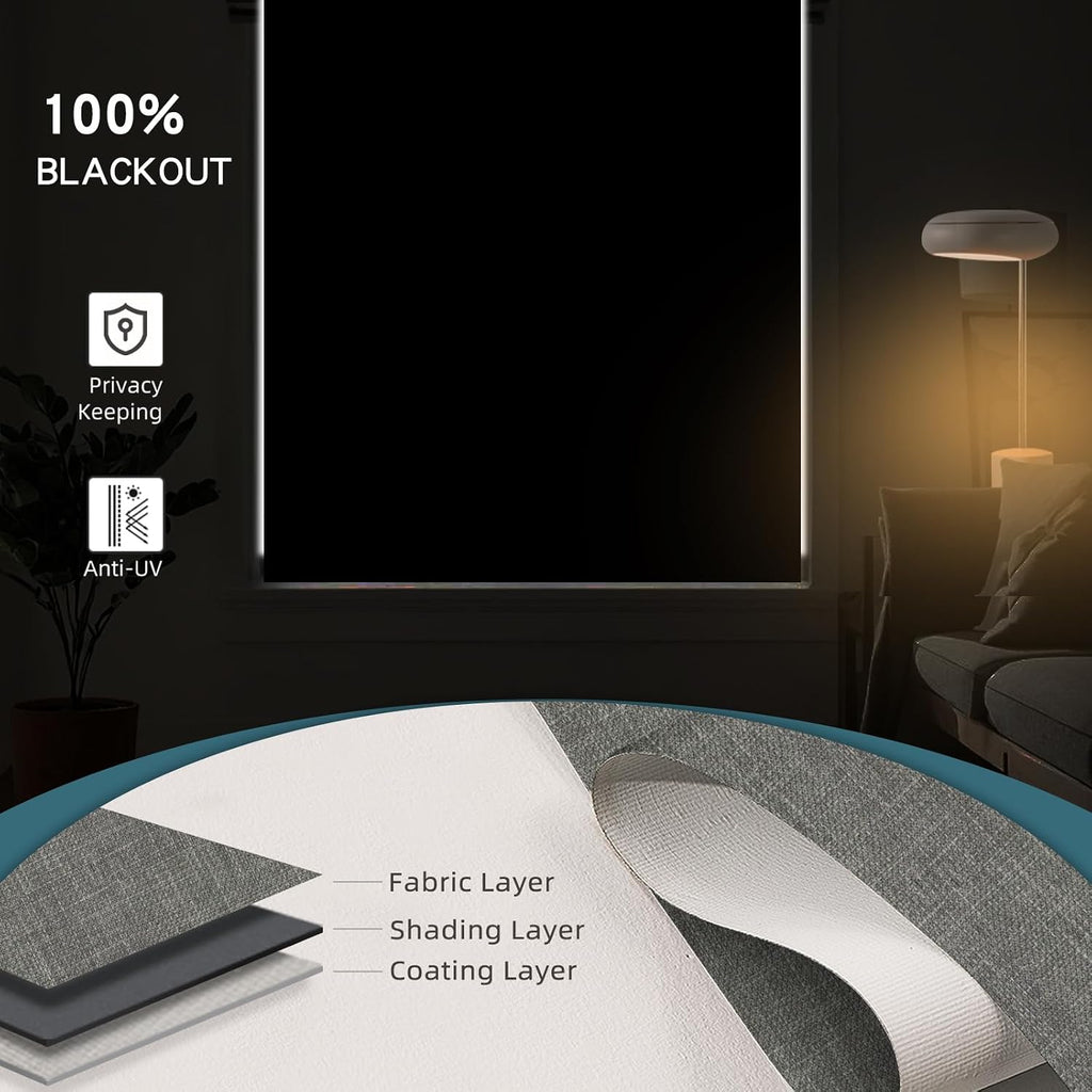 Motorized Roller Shade with Remote,100% Blackout Automatic Shades for Windows,Work with Homekit, Alexa, Google Home,Electric Blinds with Solar Pannel,Custom up110''Wx128''H,Gentle Dove