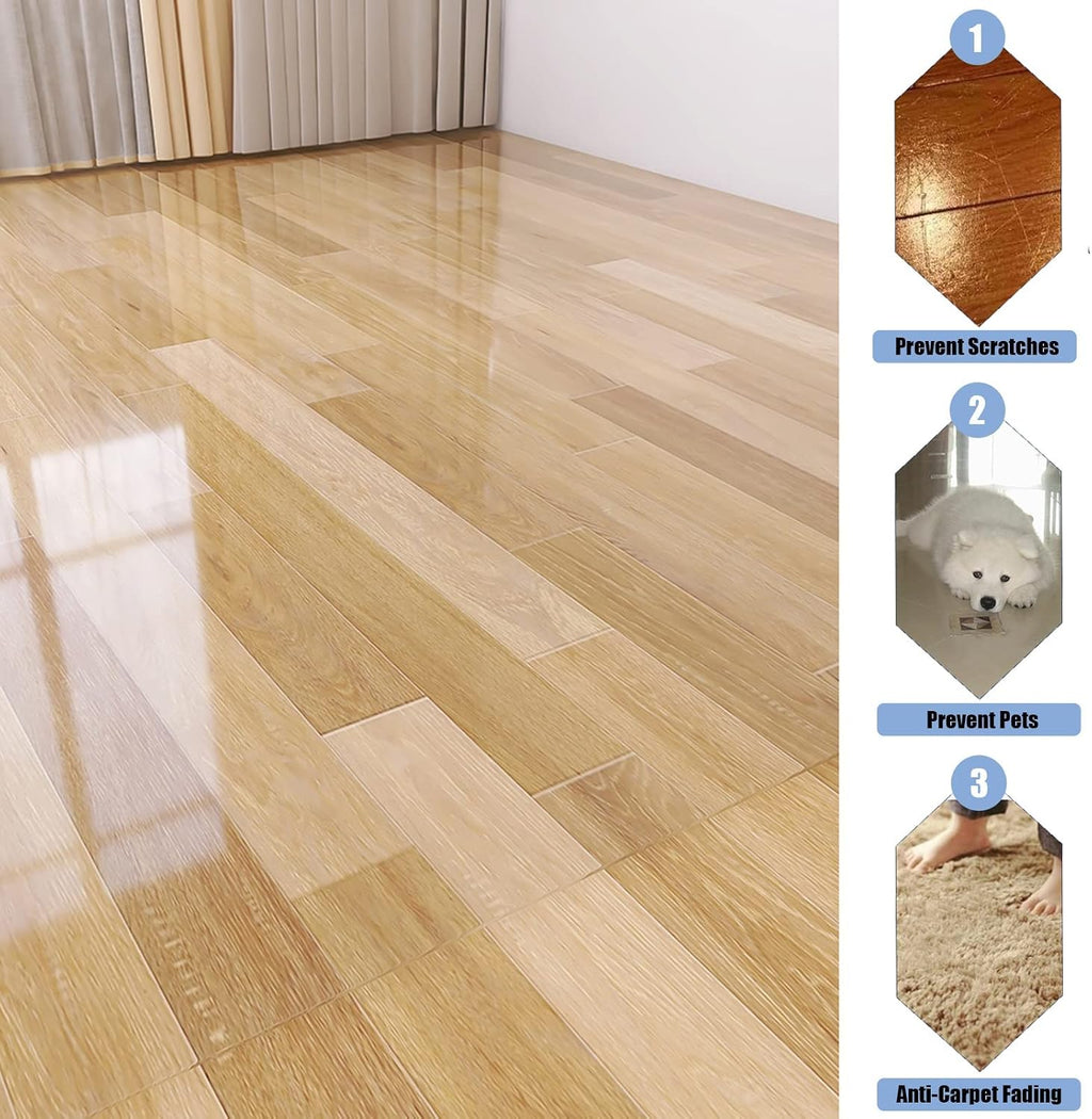 Clear Area Rug for Hardwood Floors, Front Door Carpet Non-Slip, Entryway Indoor Protection Mat, Desktop Waterproof Cover Furniture Pad 1.5mm Thick, Dining Room Bathroom (Color : Clear, Size : 2x17ft