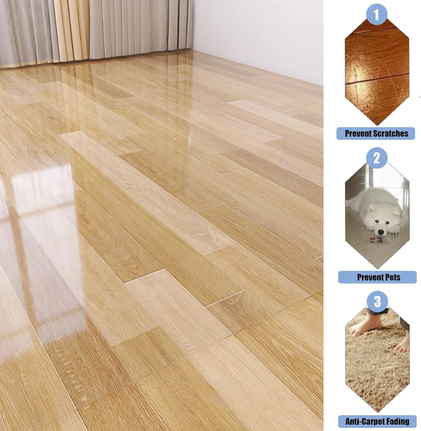 Clear Area Rug for Hardwood Floors, Front Door Carpet Non-Slip, Entryway Indoor Protection Mat, Desktop Waterproof Cover Furniture Pad 1.5mm Thick, Dining Room Bathroom (Color : Clear, Size : 2x17ft