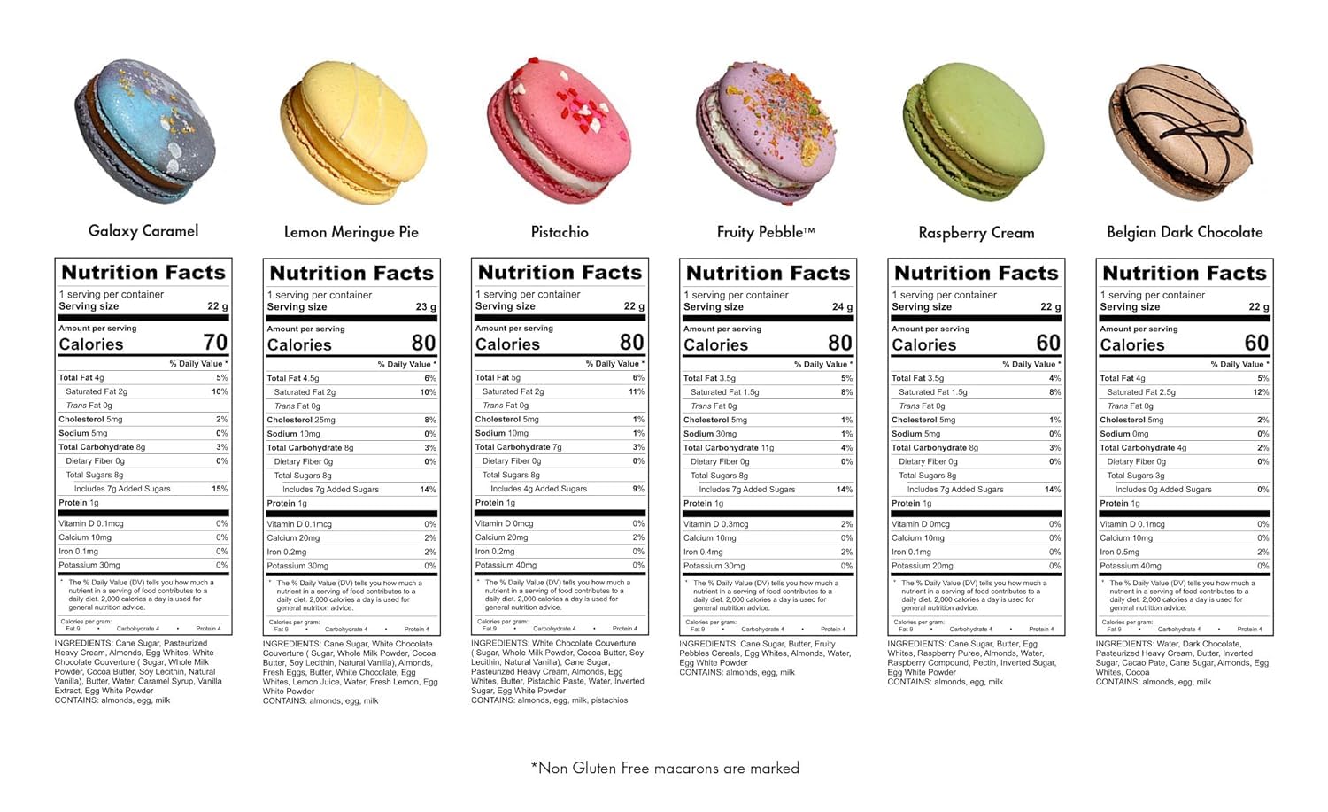 Kayla's Cake Premium French Macarons Cookies Gift Baskets Gourmet Chocolate Box Food Desserts Birthday Snack Care Packages Holiday Thank You Signature Box of 6 Bundle (Pack of 10)