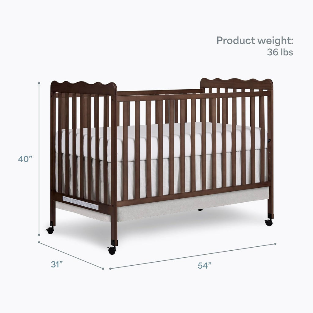 Dream On Me Carson Classic 3-in-1 Convertible Full-Size Baby Crib in Smokey Oak, GreenGuard Gold & BSA, 4 Mattress Heights, Converts to Day & Toddler Bed, Locking Wheels, Classic Nursery Design