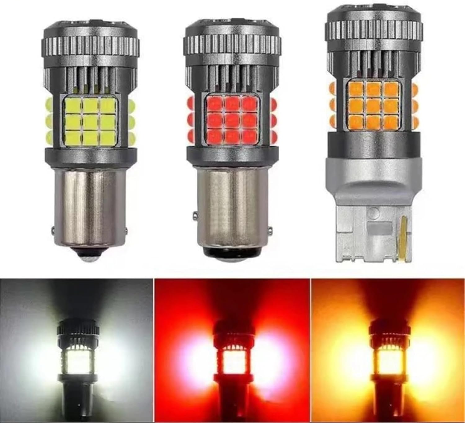 100PCS 1156 1157 7440 7443 Bau15s 36SMD 3030 Canbus LED Turn Signal Light Anti-strobe Lamp Car Reverse With Fan Tail Brake Bulb(WHITE,1156 ba15s P21W)