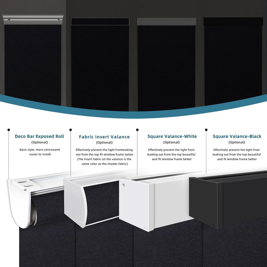 Motorized Roller Shade, 100% Blackout Smart Window Blinds Work with Homekit, Alexa, Google Home, Remote Control, Electric Blinds with USB/Solar Pannel,Dark Eclipse Black
