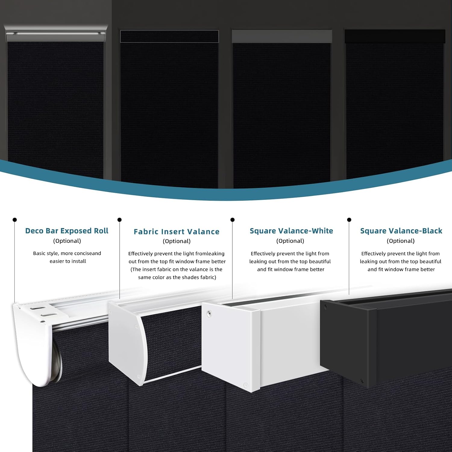 Motorized Roller Shade, 100% Blackout Smart Window Blinds Work with Homekit, Alexa, Google Home, Remote Control, Electric Blinds with USB/Solar Pannel,Dark Eclipse Black