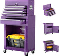 Incbruce Metal Rolling Tool Chest with 5 Drawers, 2 in 1 Detachable Garage Tool Box for Warehouse and Workshop (Purple)
