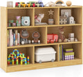 HONEY JOY Kids Toy Storage Organizer, 8-Section Storage Daycare Shelf for Preschool, Children 3-Tier Open Wooden Display Book Shelf Organizer for Classroom, Playroom & Nursery, Kindergarten(Yellow)