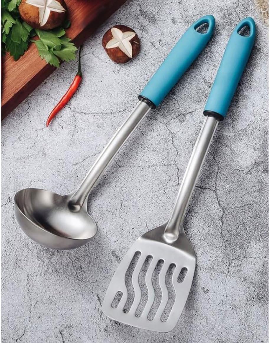 Kitchen Utensils Set, Cookware Dining 4 Pieces Sets Spoons for Cooking Spatulas Stainless Steel Cooking Utensils Spatulas Spoons Kitchen Tools Gadgets(Blue)