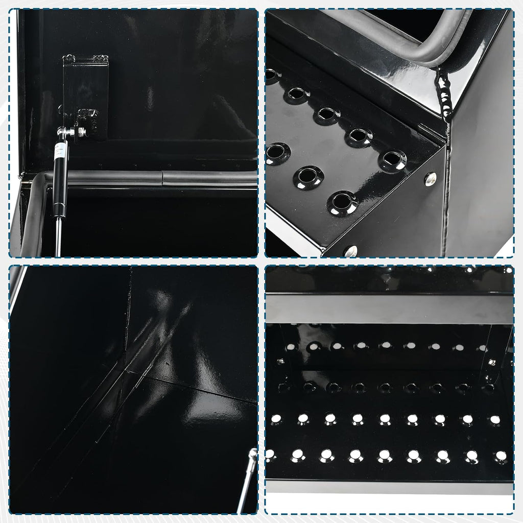 Heavy Duty 15''Aluminum Step Semi Side Mount Truck Tool Box 15'W x 28'L x 25'H with Saddle Step Open Wide Design & T-Handle Latch Lock for Side Storage Black